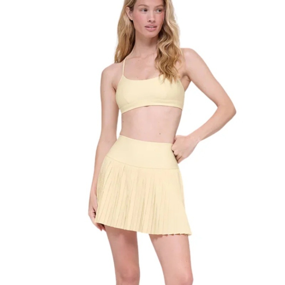 Alo Yoga Grand Slam Lined Skirt French Vanilla / Pale Yellow Skort Tennis XXS